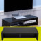 Élévateur en bois pour moniteur, 2 niveaux, support pour écran LCD TV, ordinateur portable, bureau avec étagère de rangement (l x P x H) 500 x 200 x 117 mm (noir)