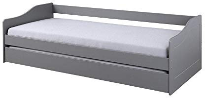 PKline Bett Malsu 90x200 + 1 Ausziehbett grau Kojenbett Gäste Schlafzimmer Landhaus