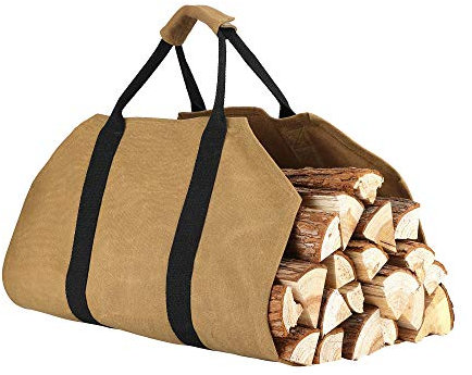 Tragetasche aus gewachstem Segeltuch für Brennholzscheite, Zubehör für Kaminöfen, extra große Aufbewahrungstasche