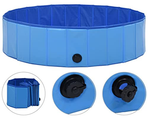 vidaXL Piscine Pliable pour Chiens Bleu 120x30 cm PVC Chat Animaux Baignoire