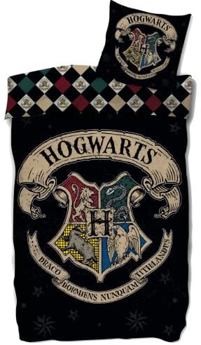 SkyBrands Harry Potter Bettwäsche 135x200 80x80 Hogwarts Bettwäsche-Set 2-teilig Bettbezug Kissenbezug 100% Baumwolle [Mit Reißverschluss]