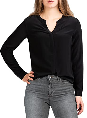 Posh Gear Dam Silkesblus Nobicetta Blus 100% silke, Svart, M