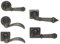 Cast Iron Internal Lever Door Handles Set on Round & Square Rose Heavy Sprung Pewter Finish (SB-305 Big)