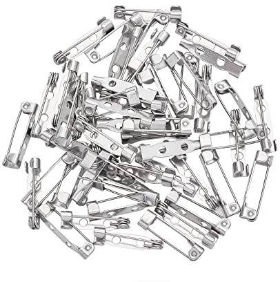 UNICRAFTALE 50 pièces en Acier Inoxydable Broche Broche Dos Barre Broches 0.8mm Broche de Sécurité Broches de Retenue Arrière Fermoirs Broche Résultats avec 2 Trous pour Bijoux, Couleur Inoxydable