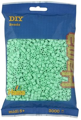 Hama Perlen 201-98 - Bügelperlen Beutel mit ca. 3000 Midi Bastelperlen mit Durchmesser 5 mm in Pastellmint, kreativer Bastelspaß für Groß und Klein