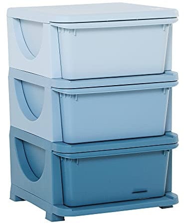 HOMCOM Cassettiera 6 Cassetti per Bambini 3-6 Anni con Bordi Arrotondati, Mobile Portagiochi in PP, 37x37x56.5cm, Blu