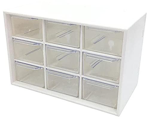 Yooyg Caja de almacenamiento a prueba de polvo, 9 rejillas de escritorio, caja de almacenamiento transparente, caja de almacenamiento de papelería,cosméticos, para costura, manualidades y joyas