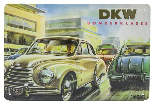 30 x 20 cm Retro Blechschild passend für DKW Autounion Fans, Deko Werkstatt, Garagen, Auto Schild, geprägtes Stahlblech