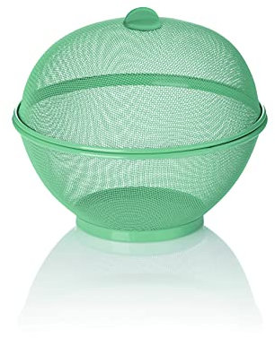 kela Obstkorb mit Fliegenschutz 26,5 cm COMO, Abdeckhaube für Lebensmittel, Obstkorb mit Deckel, Fliegenhaube, Metall, minzgrün