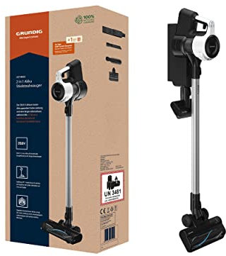 GRUNDIG VCP 8930 2-in-1-Akku-Stielstaubsauger, 3 Saugkraftstufen, 450 Watt BLDC Motor, 28, 8 Volt Li-Ion Akku, 900 ml Staubaufnahmevolumen, bis zu 45 Minuten Betriebszeit, 83 Dezibel, Weiß / Schwarz