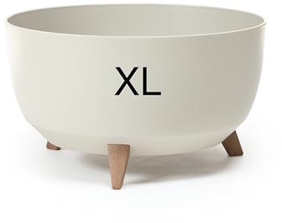 MELTOM Blumentopf mit Füßen aus Kunststoff Schale Rund mit Einsatz Kräutertopf (Baumwolle, XL - 47 cm)