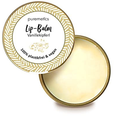 puremetics Zero Waste Lip Balm Vanillekipferl | 100% vegan & plastikfrei | Lippenpflege | ohne Plastik | wiederverwendbarer Weißblech-Tiegel