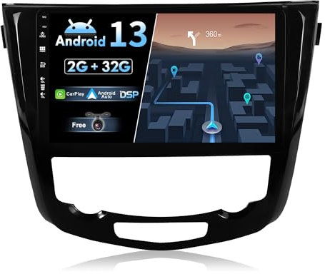 JOYX Android 14 IPS Autoradio para Nissan X-Trail Qashqai J11 Rouge (2014-2018) - 2G+32G - Inalámbrica CarPlay + Android Auto - Gratis Cámara - 10.1 Pulgada 2 DIN - Dab Volante Fast-Boot WiFi 4G BT