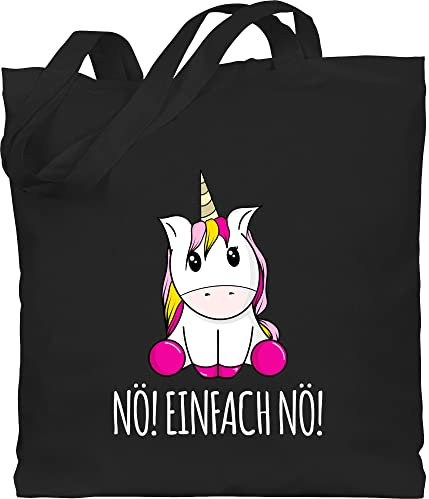 Baumwolltasche - Einhörner - Taschen - Nö Einfach Nö Einhorn - Unisize - Schwarz - beutel nö, einhörnern no stoffbeutel unicorns nö! erwachsene motiv unicorn stofftasche mit freche sprüche