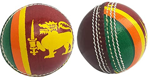 Kosma Handgenähter 2-teiliger Cricketball aus Leder (1 Packung) | Standardgröße – 156 g | Premium-Qualität Lederflagge Cricketball | Fan-Edition – Sri Lanka Flagge | perfektes Souvenir & Geschenk