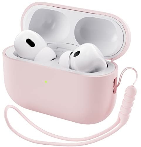 ORNARTO Kompatibel mit AirPods Pro 2 Hülle 2022, Schützende Flüssig Silikon Hülle für AirPods Pro 2 2022 Hybrid Skin Front LED Sichtbar Silikon Hülle Rosa