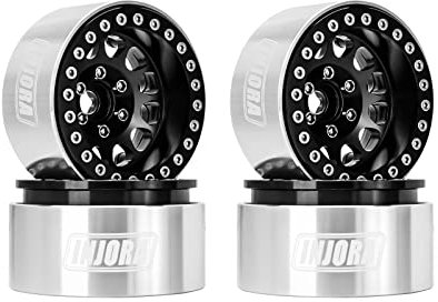 INJORA 1.9 Beadlock Rad Deep Dish Negative Offset 10.4mm CNC Aluminium Felge für 1/10 RC Crawler Auto Axial SCX10 90046 AXI03007 TRX4 VS4-10 Gen8 MST CFX,Schwarz