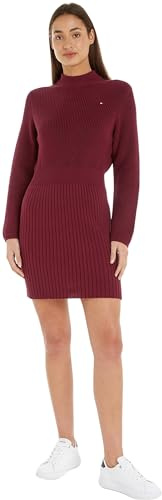 Tommy Hilfiger Damen Pullover Kleid Co Cardi Stitch Langarm, Rot (Deep Rouge), L