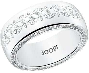 JOOP! Ring 925 Sterling Silber Damen Ringe, mit Zirkonia synth., Silber, Kornblume, Kommt in Schmuck Geschenk Box, 2031009