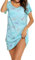 MIA LUCCE Chemise de Nuit Femme Manches Courtes Nuisette Femme Coton Robe de Nuit Col Rond de Nuit Imprimée S-XXXL