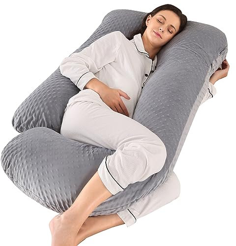 Schwangerschaftskissen, 145 cm, großes Schwangerschaftskissen für Schwangere, J-förmiges Schwangerschaftskissen zum Schlafen, Mutterschafts- und Körperkissen mit abnehmbarem Bezug, Unterstützung für