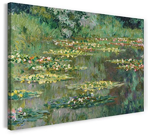 Printed Paintings Leinwandbild (40x30cm) Claude Monet: Seerosen, Leinwand auf Keilrahmen gespannt und fertig zum Aufhängen, hochwertiger Kunstdruck aus deutscher Produktion