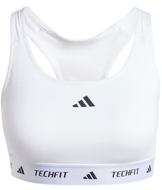 Adidas Powerreact Training Medum Support Techfit Bra, Damen Trainings-BH mit mittlerem Halt, Weiß,