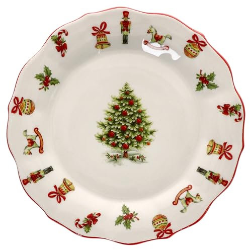 MamboCat Maestro Natale - Piatto da colazione in ceramica italiana, con decorazioni natalizie, servizio per insalata, dessert & Co I per Natale, Avvento e Nicola