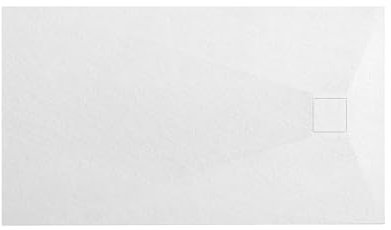 VBChome Duschwanne 120 x 80 x 2,5 cm Weiß Steinstruktur Duschtasse Extra Flach Rechteckig Ablaufgarnitur Abdeckplatte SMC Verbundwerkstoff Universelle Installation Siphon