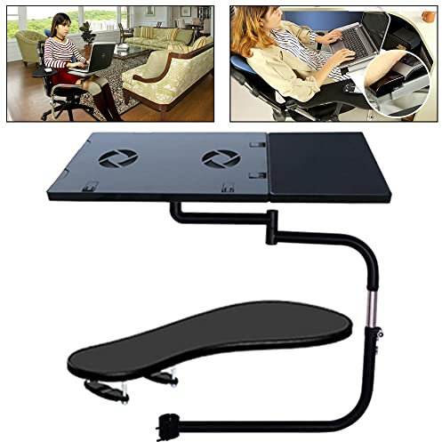 SOYDAN Multi Function Chair Arm Clamping Stand,Laptop Mount, Keyboard Tray,Adjustable Keyboard Mount,Installed to Any Round Bar with Maximum 1.96 inch Diagonal Thickness/146