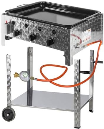 Gastro Edelstahl Gas-Bräter mit Untergestell Grill 3flammig Gastrobräter Stahlpfanne