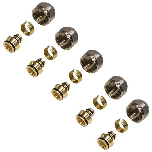 ENVIRON - 5er Satz Klemmverschraubung 16 x 2mm, 3/4 '' | für Heizrohr 16 x 2 und Verteiler für Fußbodenheizung Eurokonus Klemmringverschraubung für Verbundrohr Mehrschichtverbundrohr Heizung Fitting