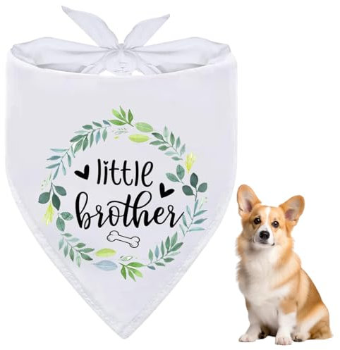 KSJEHW Haustier-Hundehalstuch, Weißes Baumwoll-Dreieck-Haustier-Bandana Little Brother Mit Worten Pflanze Waschbar Für Welpen, Katzen, Zubehör Für Hunde Und Katzen, Geschenke
