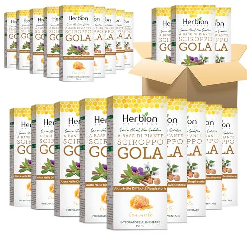 Herbion Naturals, Sciroppo alle erbe lenitivo per la gola con miele naturale, 150ml (confezione da 24)