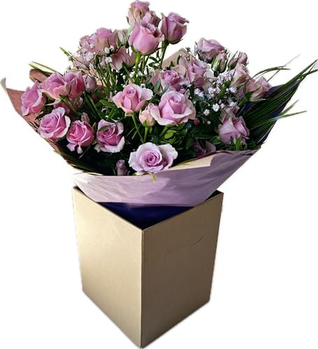 Blush Blossom Bouquet Flowers, Spray Roses, Elegant Bunch of Seasonal Floral Arrangement for Birthday Celebrations, Anniversary, Thinking of You, and Event Occasions.