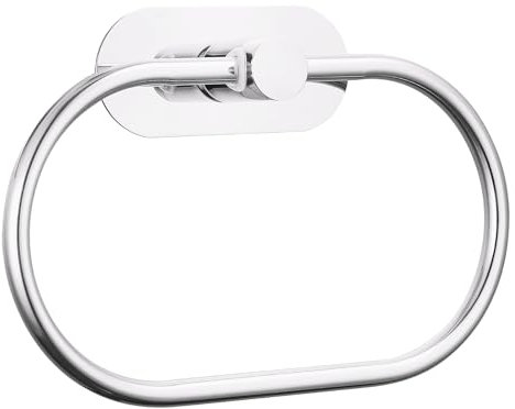 EOLAX Toallero de Baño, Anillo de Toalla para Pared de Baño Autoadhesivo, Toallero Redondo de Baño, Accesorios de Baño, Toallero de Pared Redondo Moderno Organizado, Cromo
