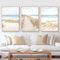3er Poster Set, Boho Blauer Meerblick Wandbilder, Natur Strand Wild Schilf Bilder, Modern Wanddeko, Vintage Bilder Deko für Wohnzimmer Schlafzimmer-Ohne Rahmen (50x70cm)