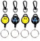 4 pcs porte-clés extensibles, porte clef retractable avec cordon en acier extensible, porte badge retractable enrouleur mousqueton robuste, porte clé retractable,Porte Clef Retractable Mousqueton