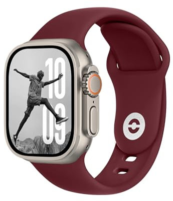 DONEGANI SB per Cinturino Apple Watch 40mm 44 mm 46mm 42mm 45mm 41mm 38mm 49mm Se Ultra 2 Serie 10 9 8 7 6 5 4 3 Band Bracciale Sport Silicone, Rosso Bordeaux
