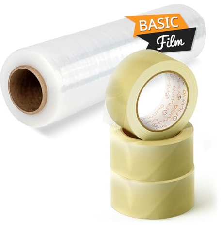 Klebeband und transparente Verpackungsfolie für Versand und Schutz von Kartons und Möbeln, Komplettes Verpackungsset, Stretchfolie bis 200m, Ideal Umzüge und Lieferungen - Ofituria (Kit Schutzschild)