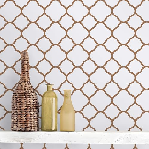 GloryTik Peel and Stick Wallpaper Modern Geometric Wallpaper White and Rose Gold Wallpaper Trellis Contact Paper for Cabinets Self Adhesive Wallpaper Removable Wallpaper for Bedroom 17.7X393.7