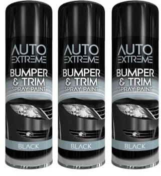 PNJB Bumper and Trim Black Spray Paint, Aerosol, Durable Formula, Quick Drying, Restorer Car Bike Paint, Soften, Indoor & Outdoor, 300ml, (3 Pcs)