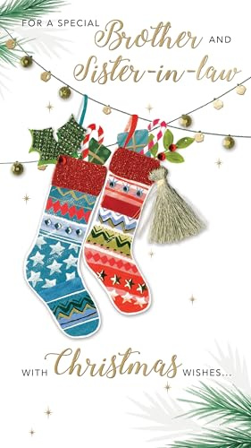 Embellished Brother & Sister-in-Law Champagne Hand-Finished Christmas Card XCDC462