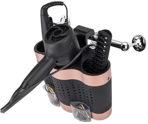 slamtech Minky Styling Dock, Hair Dryer Holder, Hair Styling Hot Tool Storage, Heat Resistant Hair Accessories Organiser, Storage Unit for Styling Tools, Rose Gold & Black
