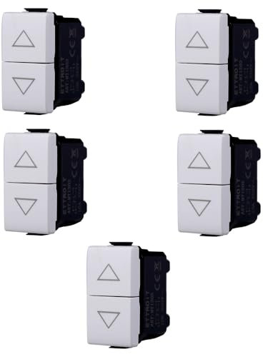 Moduli Bianchi, Compatibile Con Bticino Matix, interruttori, pulsanti, deviatori, dimmer, sensori, PIR, buzzer, Per Placche originali e compatibili (5x, interruttore Sali-scendi interbloccato)