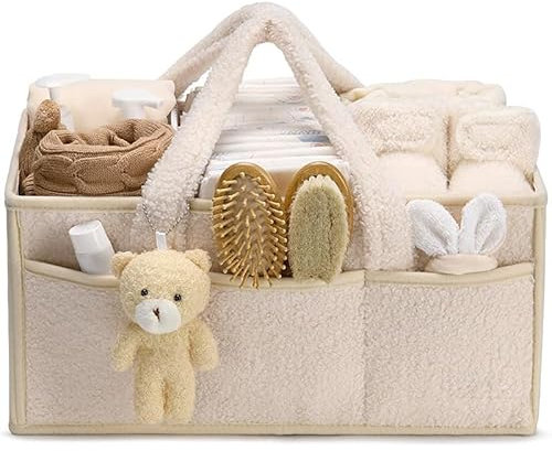 Baby Windel Caddy Organiser New Born Baby Essentials für neue Mutter Wickelkorb (Beige)