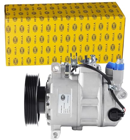 HELLA 8FK 366 201-831 Compressor, air conditioning - 6SEU14C - 12V - R 134a - PAG 46 - 100ml - with magnetic clutch/with seal ring/with PAG compressor oil