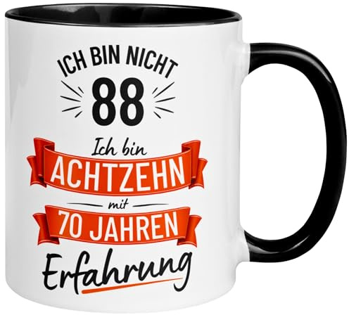 88 Geburtstag Männer Geschenk Tasse | Ich bin nicht 88 – Ich habe Erfahrung | Lustige Geburtstagstasse zum 88. Geburtstag | 88ter Geburtstag - Witziges Geburtstagsgeschenk Mann | Made in Germany