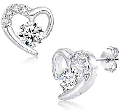 Zolkamery Ohrstecker Silber 925, 925 Sterling Silber Rund/Stern/Schleife/Herz Stecker Ohrringe für Mädchen, Klein Hypoallergen Kinderohrringe mit Weiß Rosa Lila Zirkonia,10mm Süß Kinderschmuck