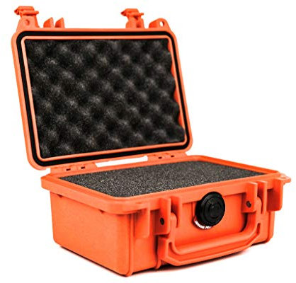 PELI 1120 Koffer, Schutzbox für Optische und Elektronische Instrumente, IP67 Wasser- und Staubdicht, 2L Volumen, Mit Schaumstoffeinlage (anpassbar), Orange